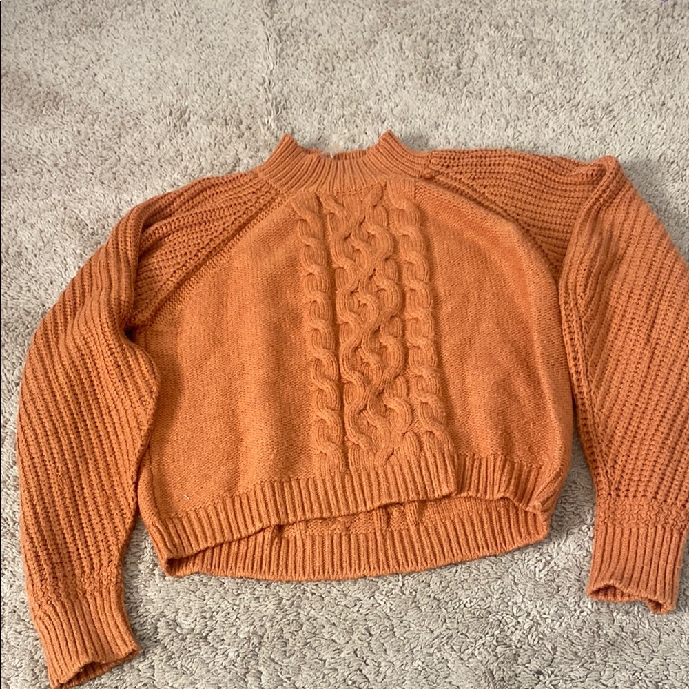 Blue Rain Orange Cowl Neck Sweater